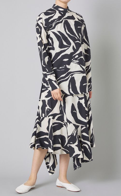 コットンプリントペプラムスカート