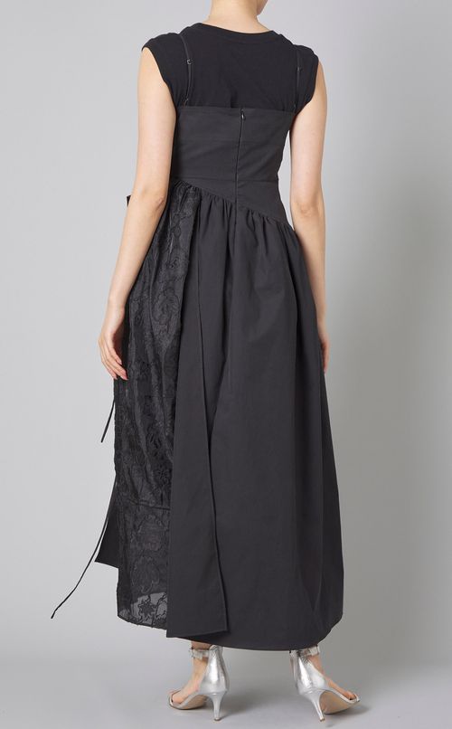 ジャガードミックスレースアップワンピース