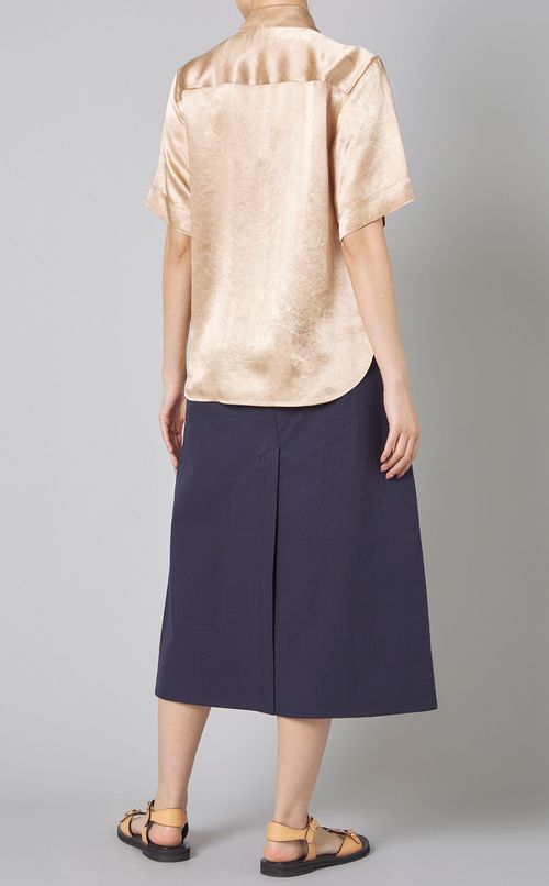 プリントサテンショートスリーブシャツ