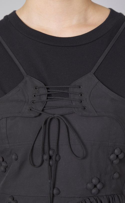 ジャガードミックスレースアップワンピース