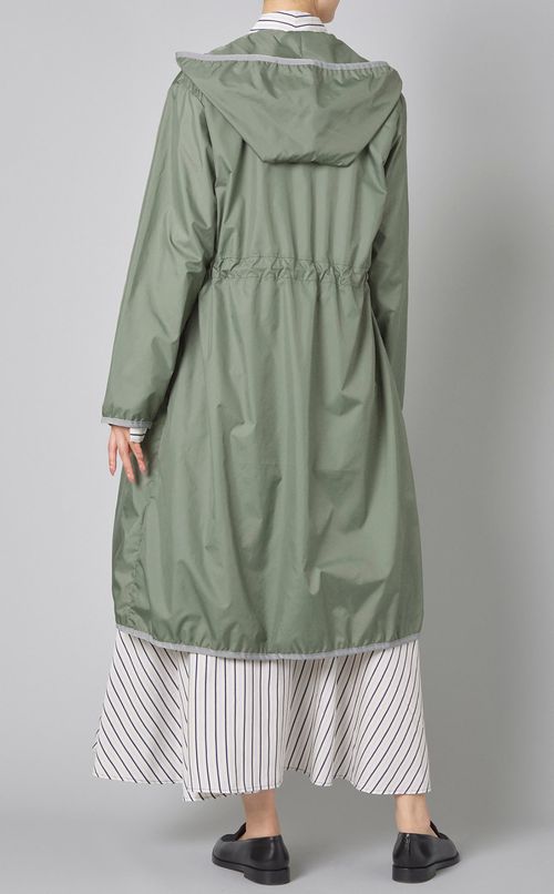 ウエストギャザースタンドネックコート