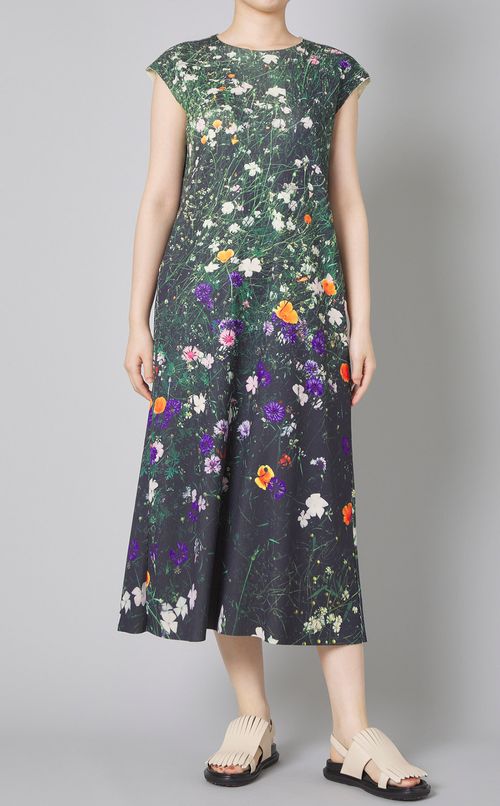 プリントノースリーブワンピース