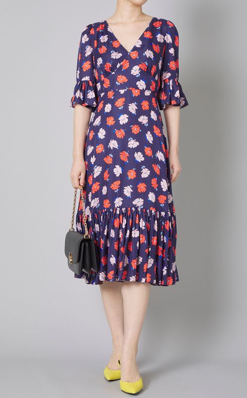 ドットフラワーティアードワンピース