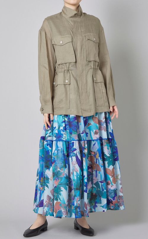 フラワープリントティアードスカー卜