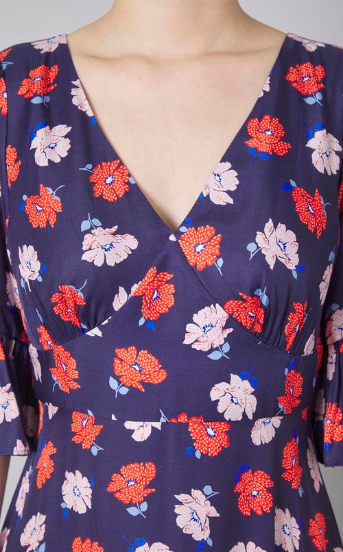 ドットフラワーティアードワンピース