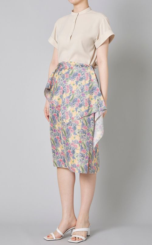 フラワープリントスカーフデザインスカート