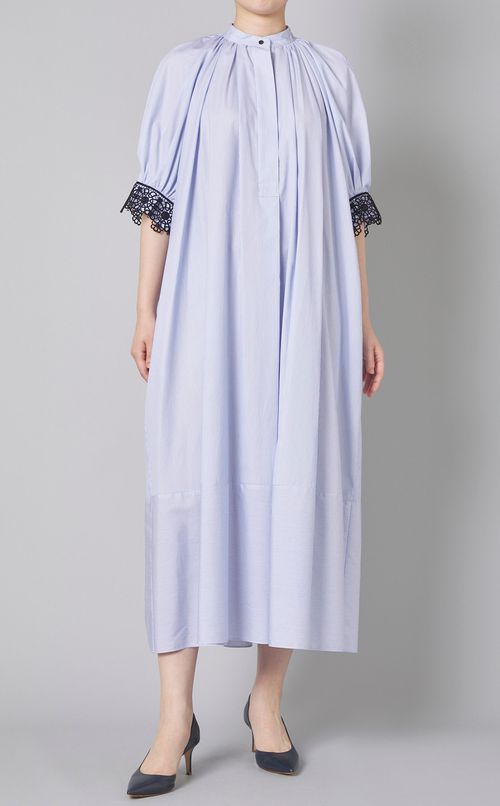 ストライプレースコンビシャツワンピース