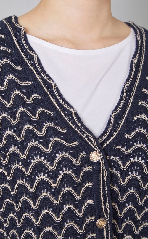 レーステクスチャー Vネックカーディガン