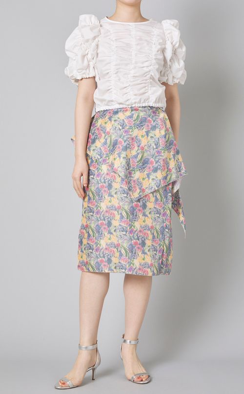 フラワープリントスカーフデザインスカート