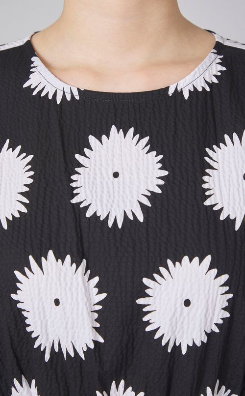 モノフラワープリントベルテッドドレス