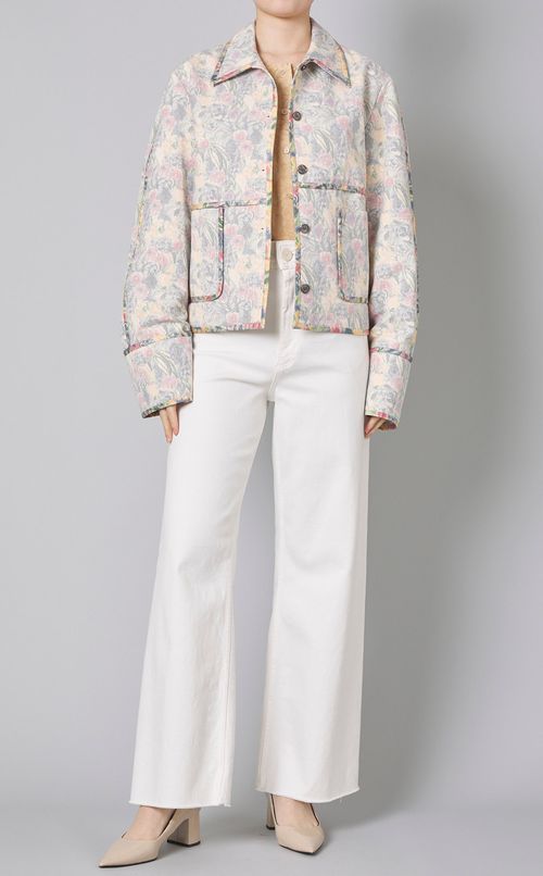 フラワープリントフロントポケットブルゾン