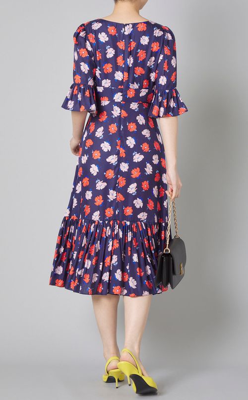 ドットフラワーティアードワンピース