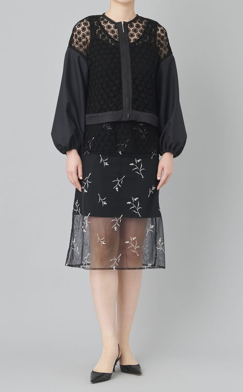 【roop】Flower Lace Jacquard Blouson