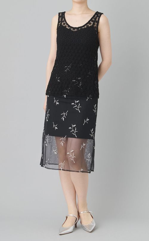 【roop】Flower Lace Layered Dress