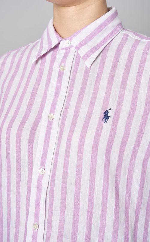 ボタンフロントワイドストライプシャツ