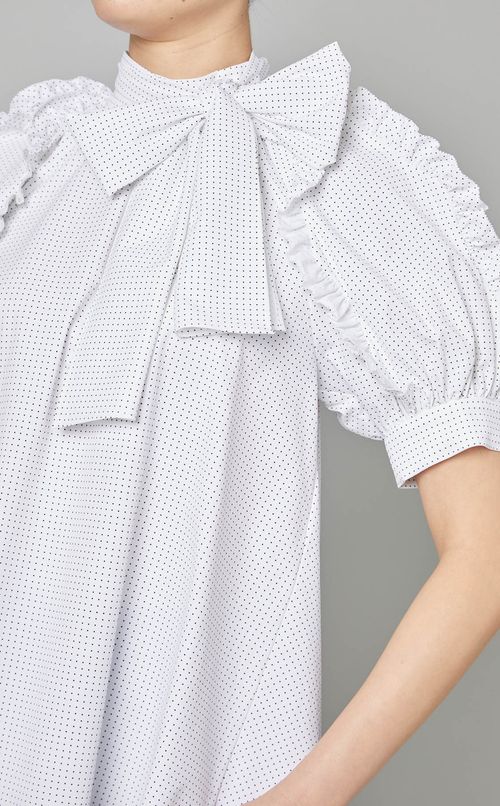 スカラップ切替バックリボンブラウス