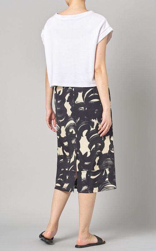 プリントドローストリングミディスカート