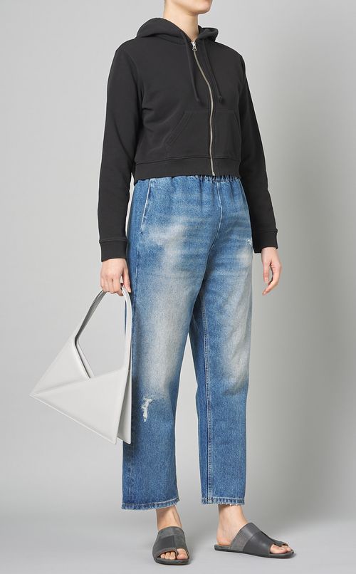 クロップド丈フーディスウェットトップス