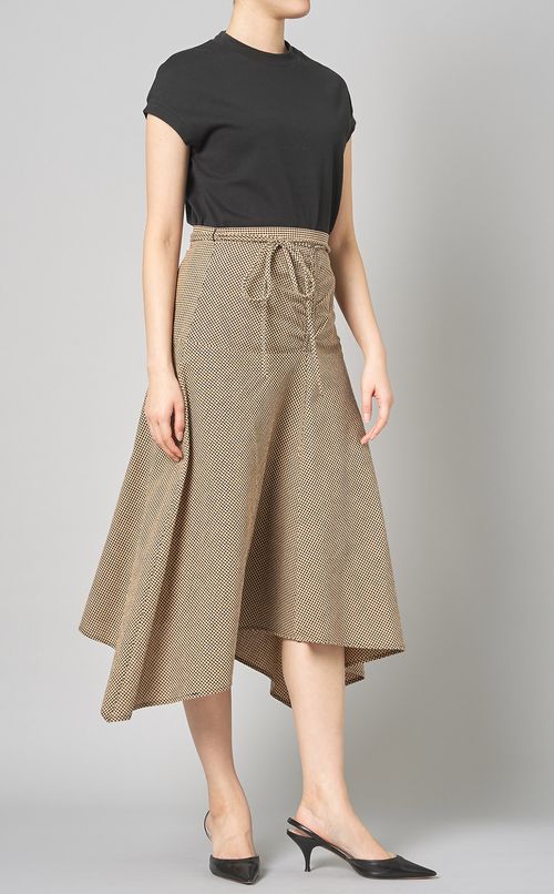 ギンガムプリントタイフロントスカート