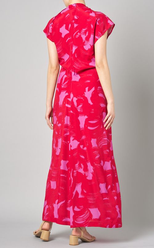 プリントVネックロングワンピース