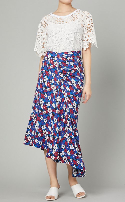 フラワープリントアシンメトリースカート