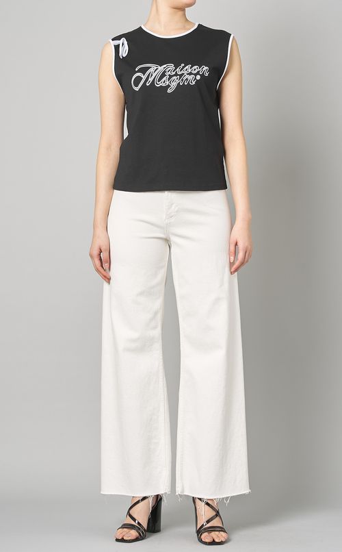 パイピングノースリーブジャージトップス