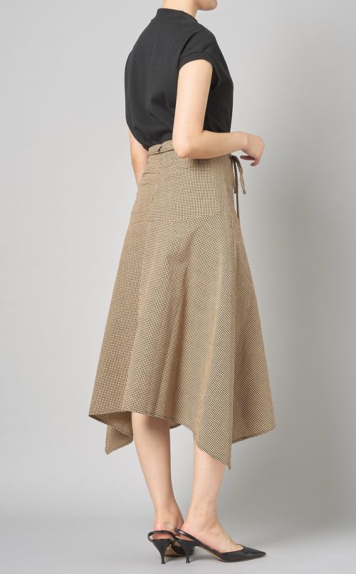 ギンガムプリントタイフロントスカート