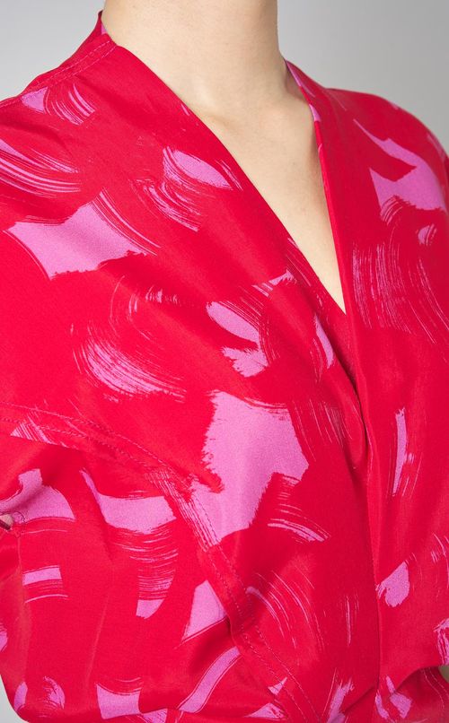 プリントVネックロングワンピース