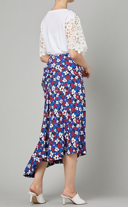 フラワープリントアシンメトリースカート
