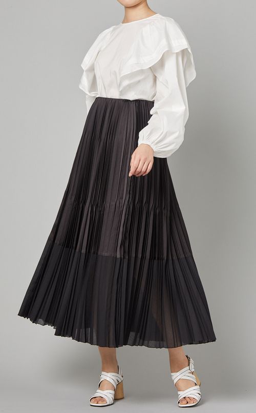 サテンランダムプリーツスカート