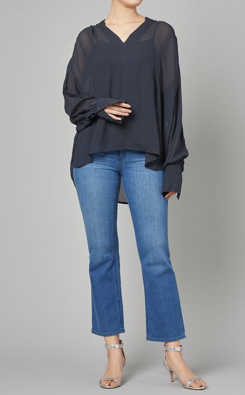 シースループルオーバーブラウス