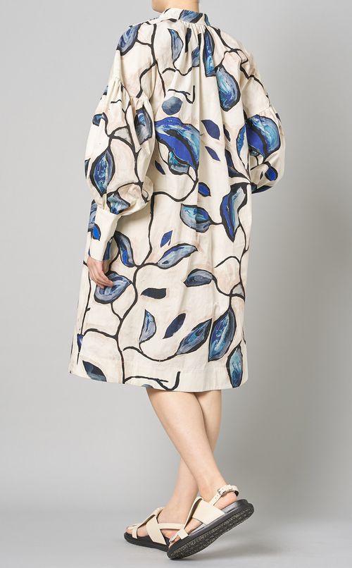 プリントワイドスリーブミディワンピース