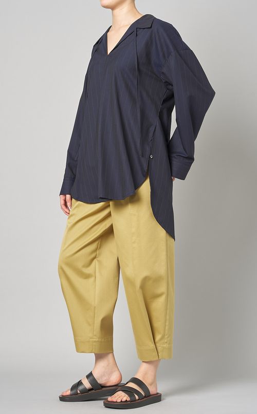 コットンアンクル丈タックパンツ