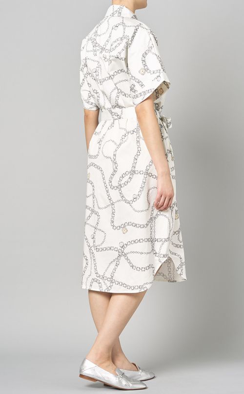 チェーンプリント半袖シャツワンピース