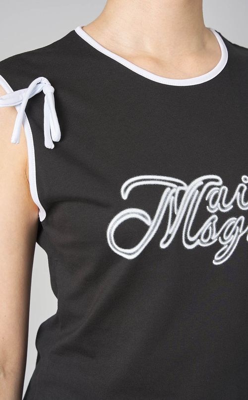 パイピングノースリーブジャージトップス