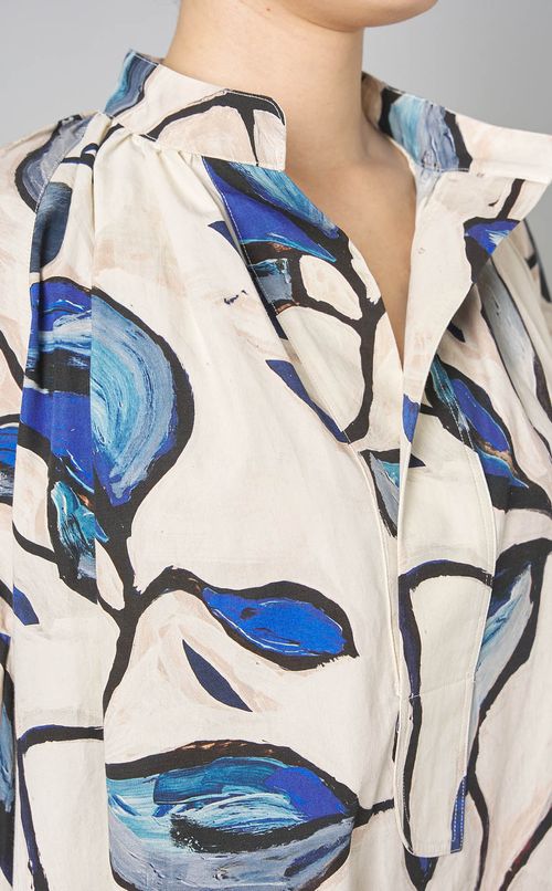 プリントワイドスリーブミディワンピース