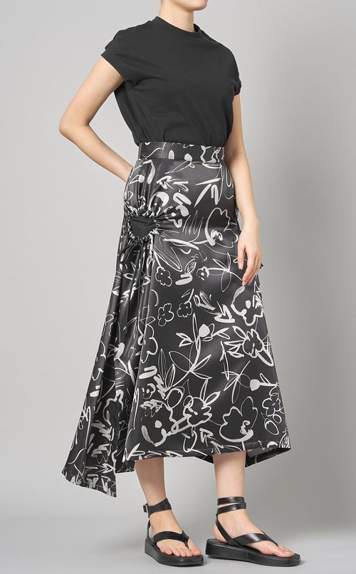 プリントギャザーホールスカート