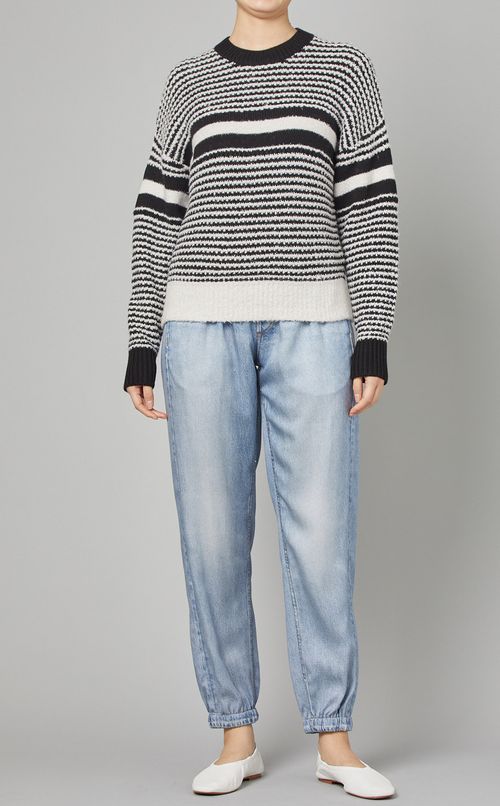 ボーダークルーネックニットプルオーバー