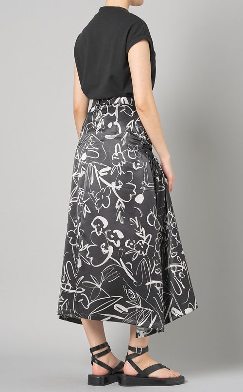 プリントギャザーホールスカート