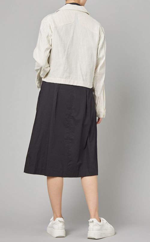 コットンリネンストライプショートブルゾン