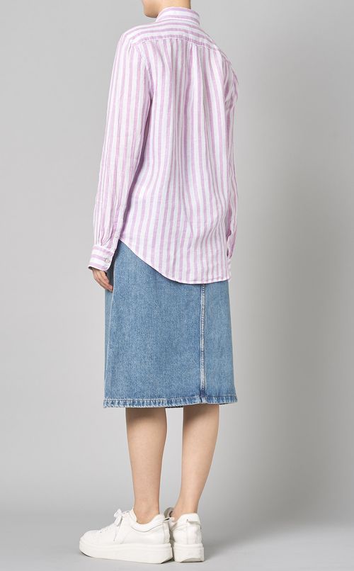 ボタンフロントワイドストライプシャツ