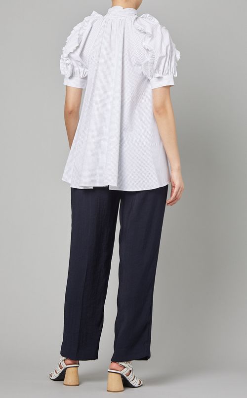 スカラップ切替バックリボンブラウス