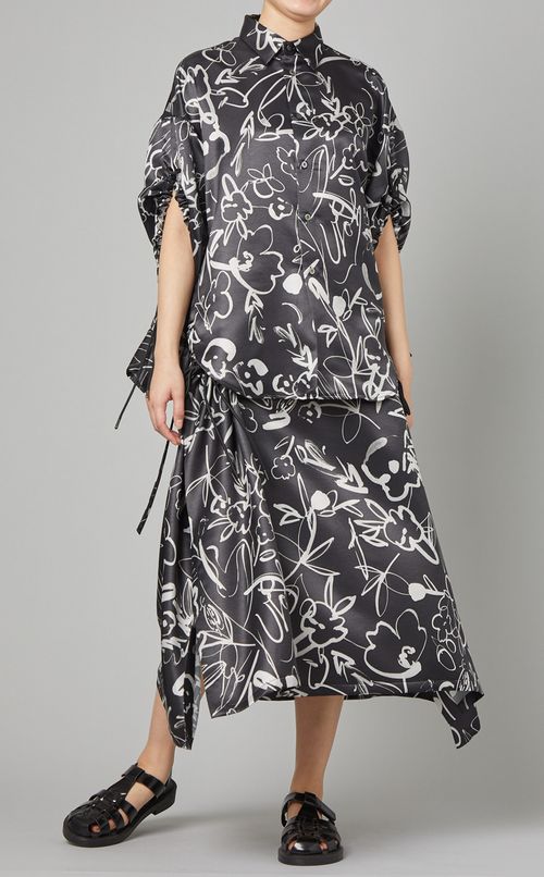 プリントギャザーホールスカート