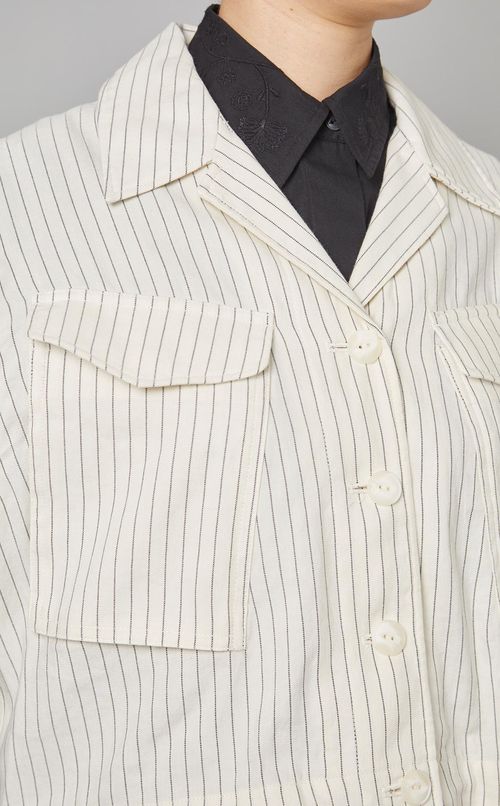 コットンリネンストライプショートブルゾン