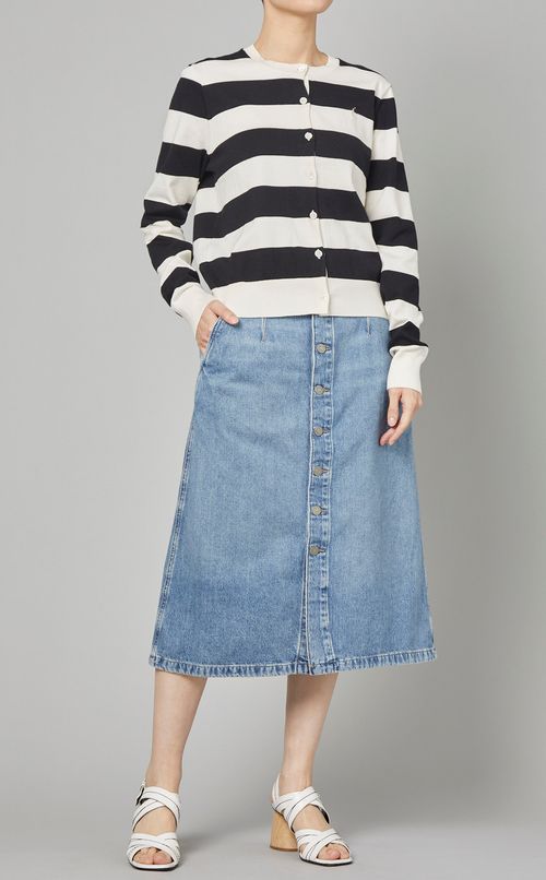 クルーネックボーダーニットカーディガン