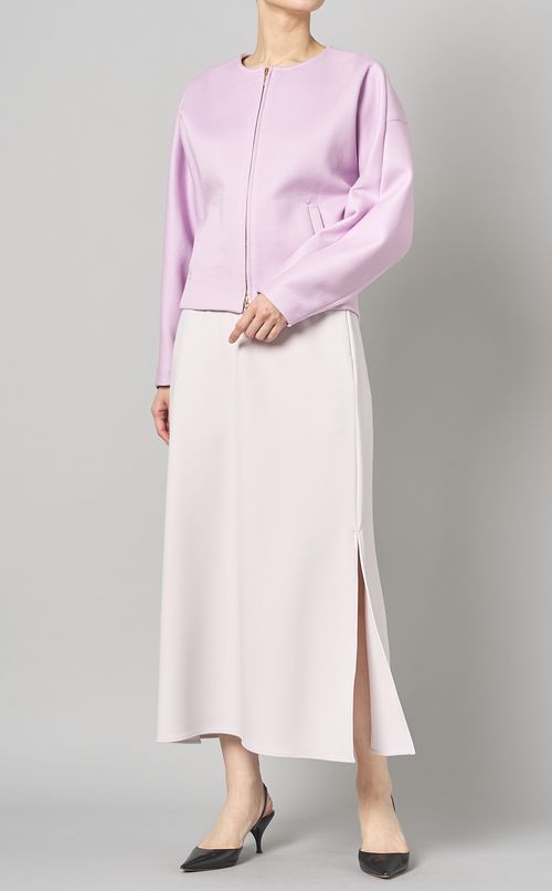 ダンボールニットノーカラーブルゾン