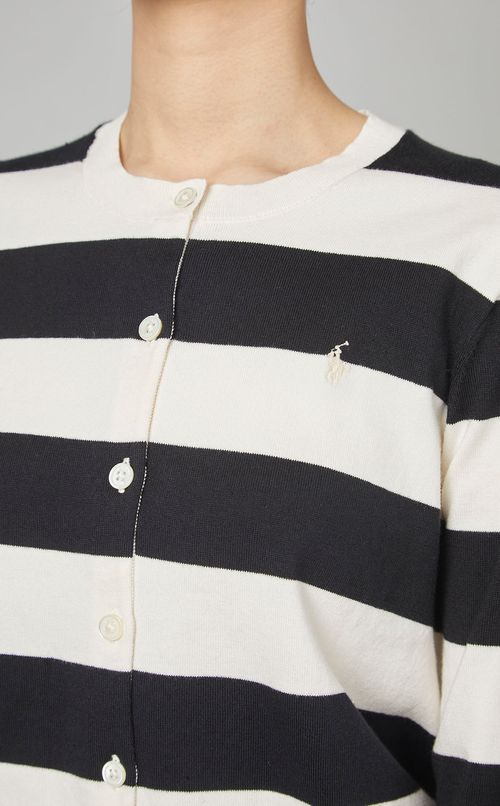 クルーネックボーダーニットカーディガン