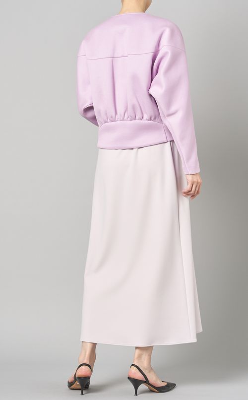 ダンボールニットノーカラーブルゾン