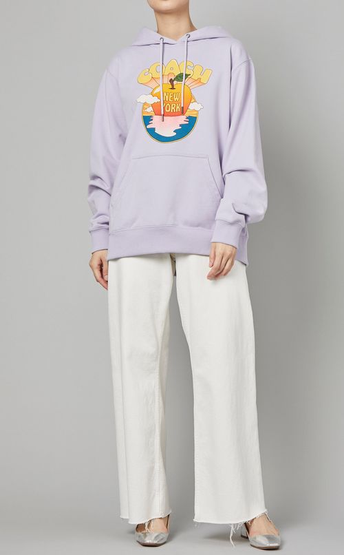 アップルサンセットプリントフーディー