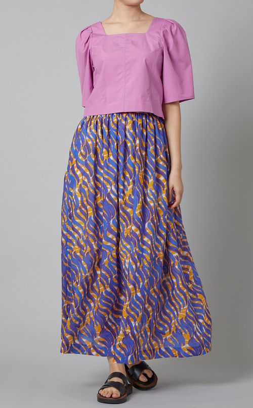 プリントギャザーロングスカート